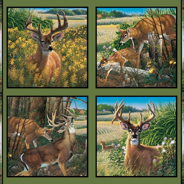 New WILD WINGS Feast in the Valley DEER 100% Cotton Pillow Panels - 4 Panels including border trim by Springs Creative