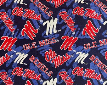 NCAA 'Ole MISS' MISSISSIPPI University Watermark Print #2 100% cotton fabric material you choose length licensed Quilts