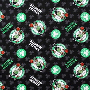 New NBA BOSTON CELTICS Allover Print #1 100% cotton fabric, you choose size, sports fan, decorative, gift, man cave, official fabric