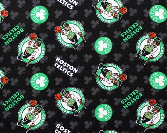 New NBA BOSTON CELTICS Allover Print #1 100% cotton fabric, you choose size, sports fan, decorative, gift, man cave, official fabric