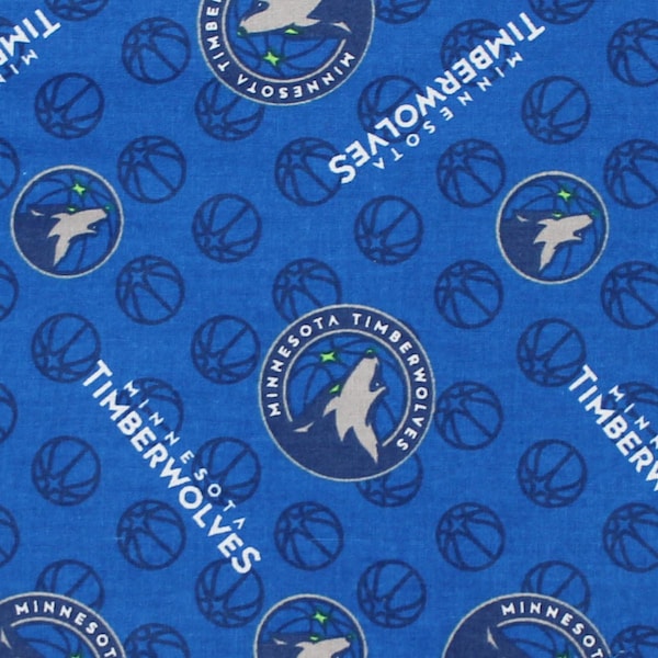 New NBA MINNESOTA TIMBERWOLVES Allover Print #1 100% cotton fabric, you choose size, sports fan, decorative, gift, man cave, official fabric
