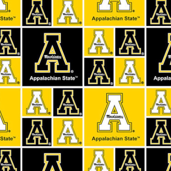 NCAA APPALACHIAN STATE Mountaineers Patchwork Print Football 100% cotton fabric material you choose length licensed Quilts