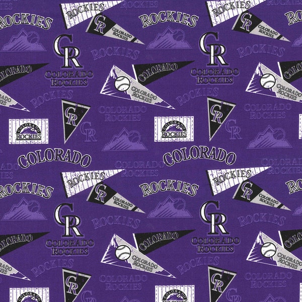 MLB COLORADO ROCKIES Vintage Print #2 Baseball 100% cotton fabric licensed material Crafts, Quilts, Home Decor
