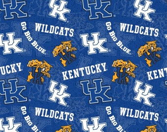 NCAA KENTUCKY WILDCATs Watermark Print Football 100% cotton fabric material you choose length licensed for Crafts & Quilts
