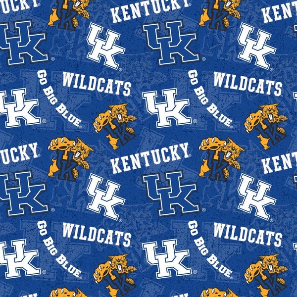 NCAA KENTUCKY WILDCATs Watermark Print Football 100% cotton fabric material you choose length licensed for Crafts & Quilts