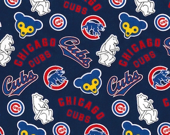 MLB CHICAGO CUBS Hall of Fame Print Baseball 100% cotton fabric licensed material Crafts, Quilts, Home Decor