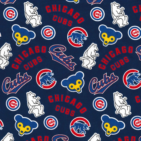 MLB CHICAGO CUBS Hall of Fame Print Baseball 100% cotton fabric licensed material Crafts, Quilts, Home Decor