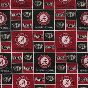 Ncaa ALABAMA CRIMSON TIDE Patchwork 100% cotton college football fabric material  licensed for Crafts, Quilts, and Home Decor