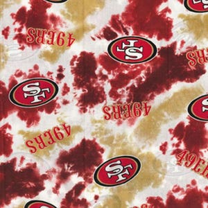 NFL SAN FRANCISCO 49ERS Tie Dye Print Football 100% cotton fabric licensed material Crafts, Quilts, Home Decor