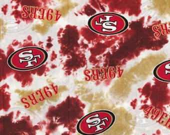 NFL SAN FRANCISCO 49ERS Tie Dye Print Football 100% cotton fabric licensed material Crafts, Quilts, Home Decor