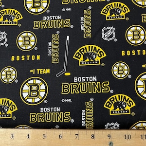 NHL BOSTON BRUINS Black Hockey 100% cotton fabric material you choose length licensed for Crafts, Quilts, clothing and Home Decor