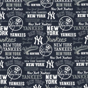 MLB NEW YORK YANKEEs Throwback Logo Print Baseball 100% cotton fabric licensed material Crafts, Quilts, Home Decor