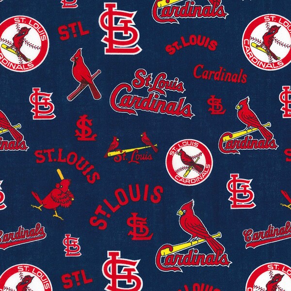 MLB ST Louis CARDINALS Hall of Fame Print Baseball 100% cotton fabric licensed material Crafts, Quilts, Home Decor