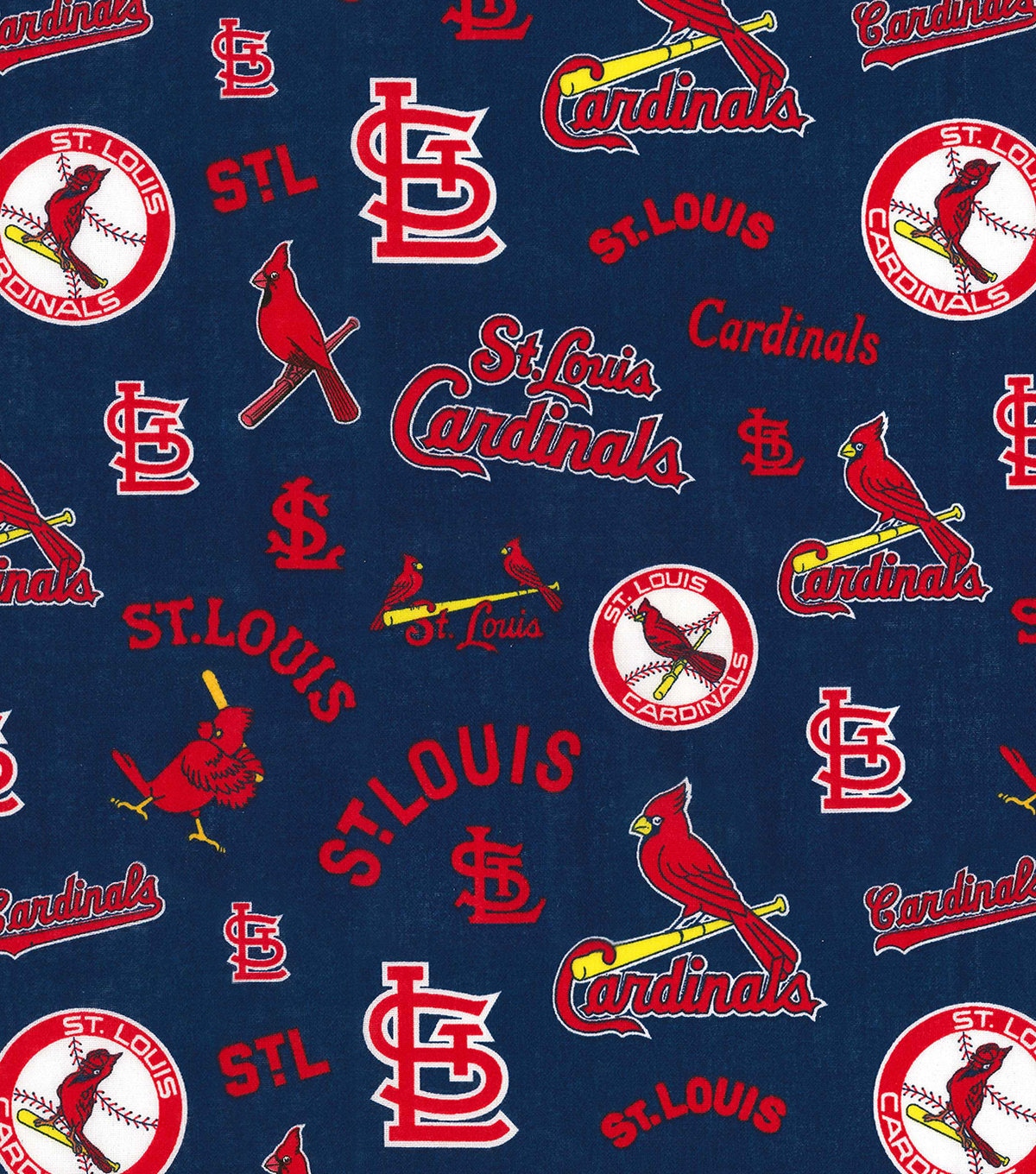 St. Louis Cardinals 58 100% Cotton Logo Sports Sewing & Craft Fabric 10 yd  By the Bolt, Red, White and Yellow 