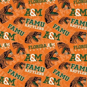 NCAA FLORIDA A&M RATTLERS Watermark Print Football 100% Cotton | Etsy