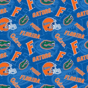 NCAA University of FLORIDA GATORS Watermark Print Football 100% cotton fabric material you choose length licensed Quilts, Crafts & More