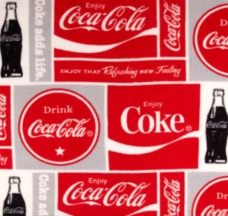 Fabric Clothing And Home Decor New Coke Coca Cola Patchwork Grey Red Fleece Fabric Blanket Material By The 12 Yard Licensed For Crafts Quilts Craft Supplies Tools