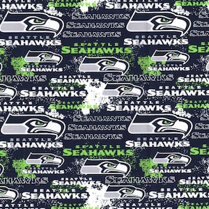 NFL SEATTLE SEAHAWKS Weathered Look Print Football 100% cotton fabric licensed material Crafts, Quilts, Home Decor