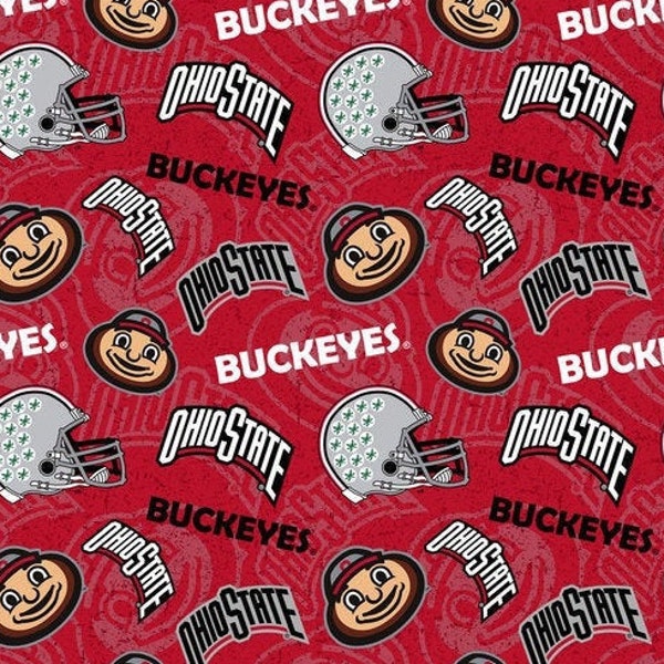 NCAA OHIO STATE BUCKEYEs Watermark Print Football 100% Baumwollstoff Material, das Du wählst, längenlizenzierte Quilts, Crafts & More