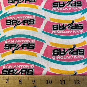 New NBA SAN ANTONIO SPURs Throwback Print #1 100% cotton fabric, you choose size, sports fan, decorative, gift, man cave, official fabric