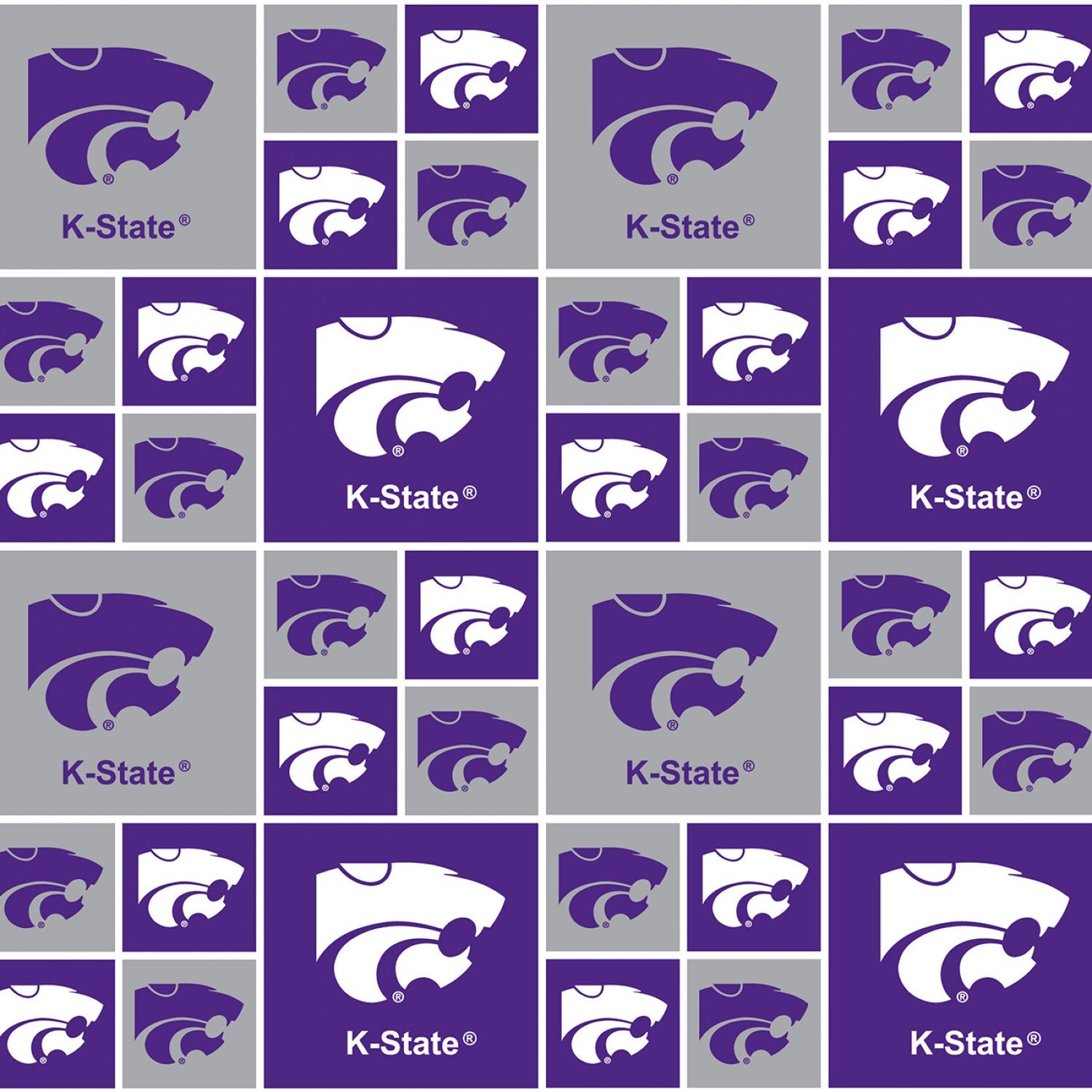 NCAA KANSAS STATE Wildcats Patchwork Print Football 100% Cotton Fabric ...