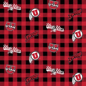 NCAA UTAH UTES Mini Plaid 100% cotton fabric material You choose length, licensed for Crafts and Home Decor