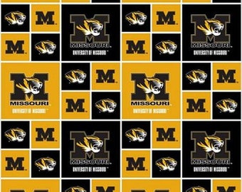 Tela patchwork 100% algodón de los Missouri Tigers de la NCAA, con licencia para manualidades y decoración del hogar.