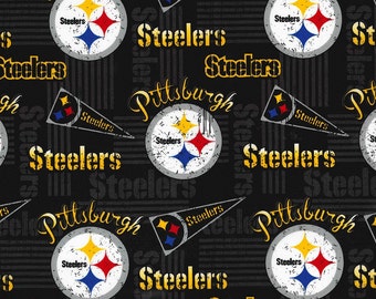 NFL PITTSBURGH STEELERS Vintage Retro Print Football 100% cotton fabric licensed material Crafts, Quilts, Home Decor