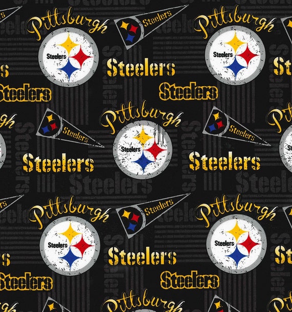 NFL PITTSBURGH STEELERS Vintage Retro Print Football 100% cotton fabric licensed material Crafts, Quilts, Home Decor