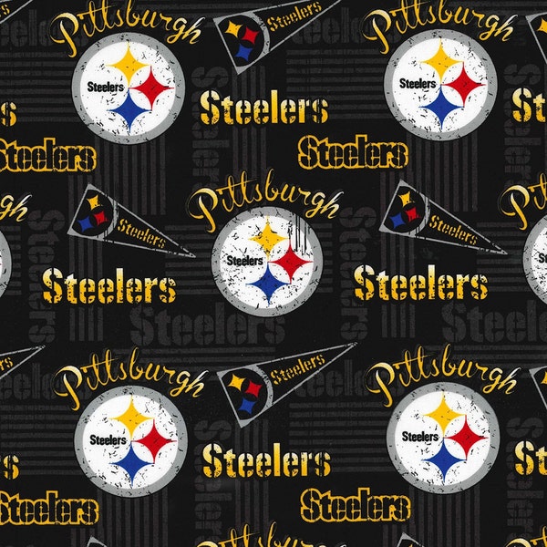 NFL PITTSBURGH STEELERS Vintage Retro Print Football 100% cotton fabric licensed material Crafts, Quilts, Home Decor
