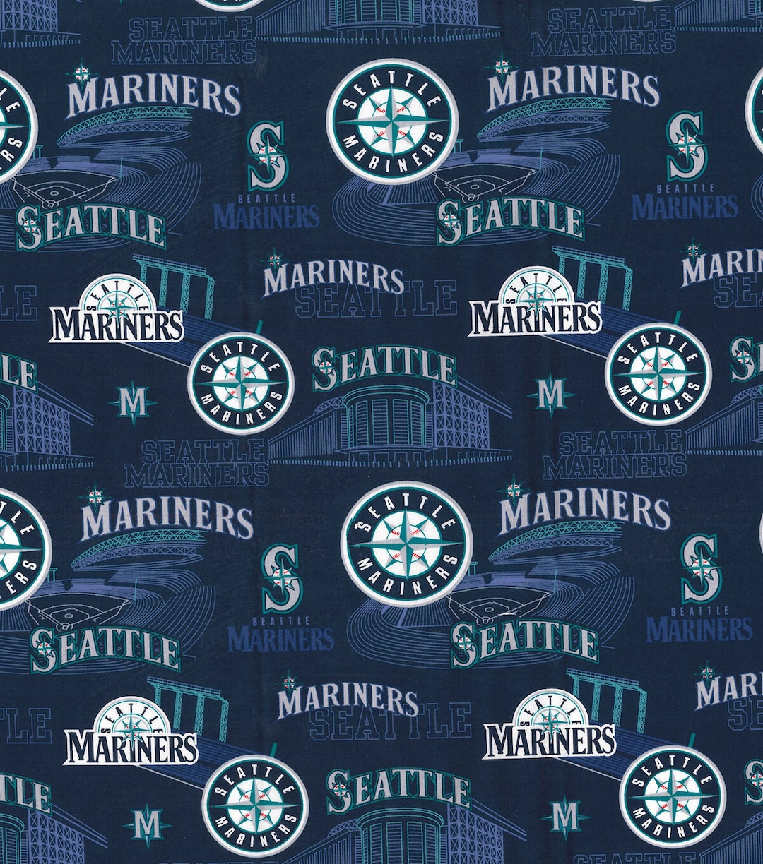 MLB SEATTLE MARINERS Stadium Print Baseball 100% Cotton Fabric Licensed ...