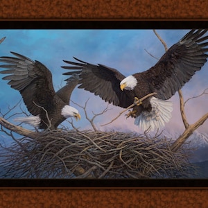 New Large AMERICAN BALD EAGLE Power and Promise on this 100% Cotton Panel for quilts, crafts, wall hanging style #12