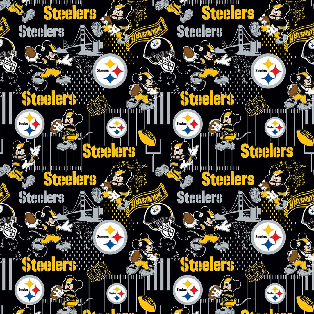 NFL PITTSBURGH STEELERS Mickey Mouse Print 2 Football 100% Cotton ...