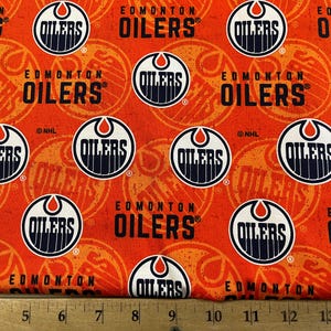 NHL EDMONTON OILERS Watermark Print 100% cotton fabric material you choose size Crafts, Quilts, clothing, Home Decor