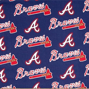 MLB New ATLANTA BRAVES Baseball 100% cotton fabric material  licensed Crafts, Quilts, Home Decor