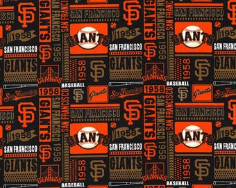 MLB SAN FRANCISCO GIANTs Small Block Print Baseball 100% cotton fabric licensed material Crafts, Quilts, Home Decor