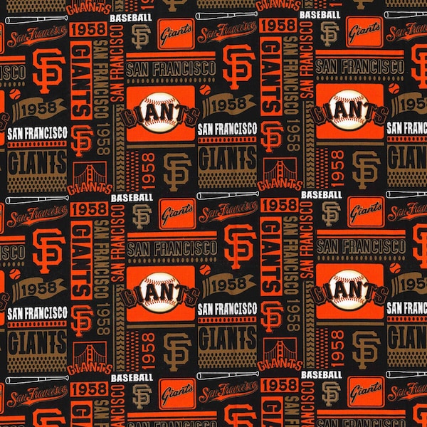 MLB SAN FRANCISCO GIANTs Small Block Print Baseball 100% cotton fabric licensed material Crafts, Quilts, Home Decor