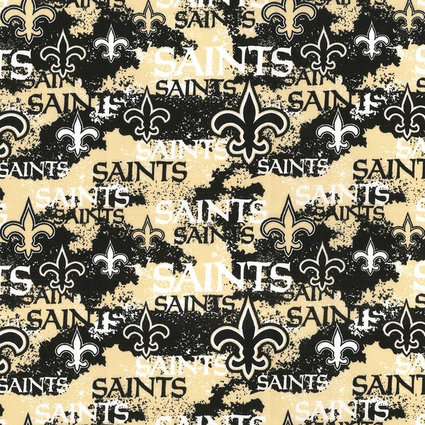 NFL NEW ORLEANS SAINTs Weathered Look Print Football 100% cotton fabric licensed material Crafts, Quilts, Home Decor