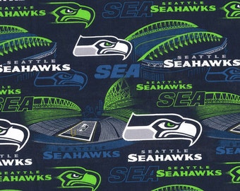 NFL SEATTLE SEAHAWKS Stadium Print Football 100% cotton fabric licensed material Crafts, Quilts, Home Decor