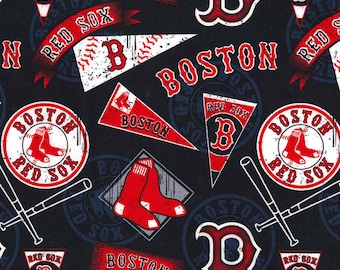 MLB Boston RED SOX Vintage Retro Print Baseball 100% cotton fabric licensed material Crafts, Quilts, Home Decor