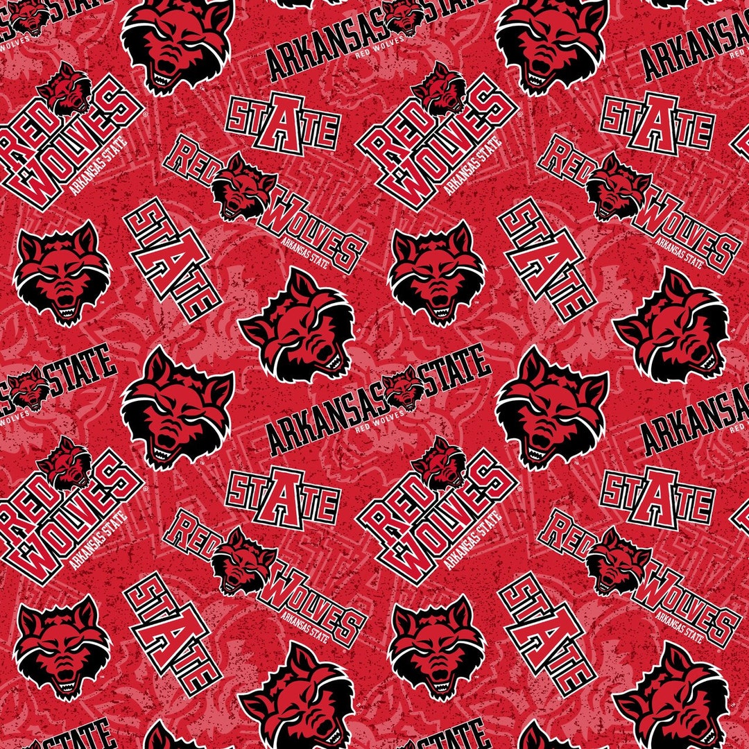 NCAA ARKANSAS STATE Red Wolves Watermark Print Football 100% Cotton ...