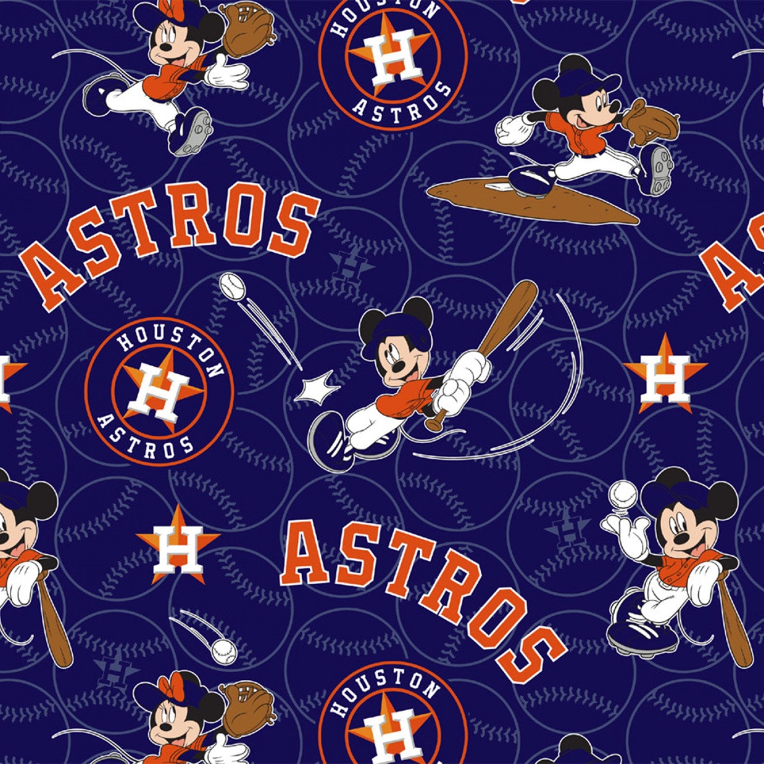 MLB HOUSTON ASTROS Mickey Mouse Print 2 Baseball 100% Cotton -  Israel