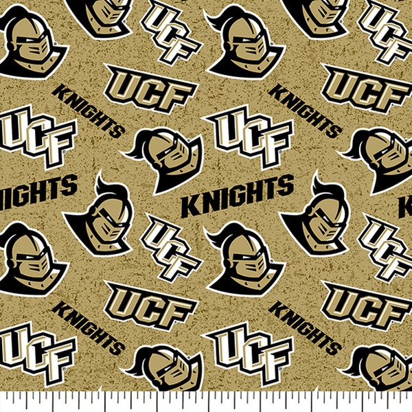 Ncaa University of CENTRAL FLORIDA UCF KNIGHTs Watermark Print Football 100% cotton fabric material you choose length licensed Quilts