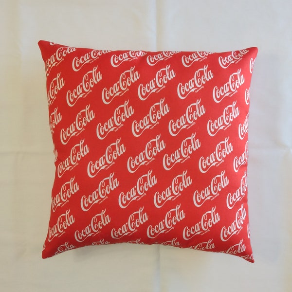 Coca-Cola COKE soda pop CLASSIC LOGO 15"x 15" Throw pillow, collectible, decorative pillow, gift, pillow cover, home decor, official fabric