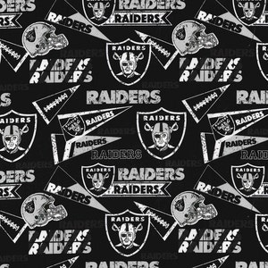 NFL LAS VEGAS RAIDERs Vintage Retro Print Football 100% cotton fabric licensed material Crafts, Quilts, Home Decor