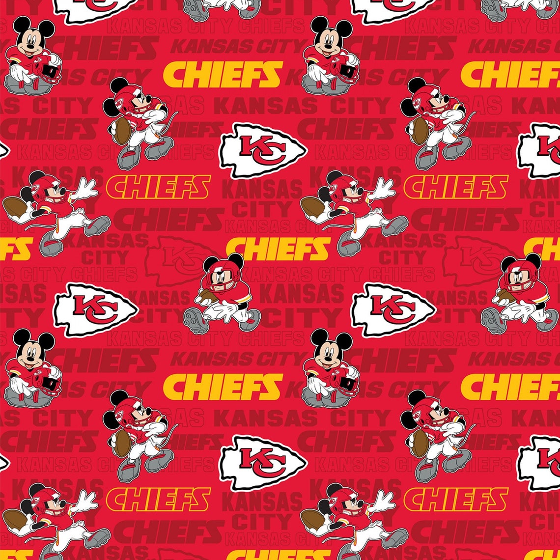 NFL KANSAS CITY Chiefs Mickey Mouse Print 2 Football 100 Etsy
