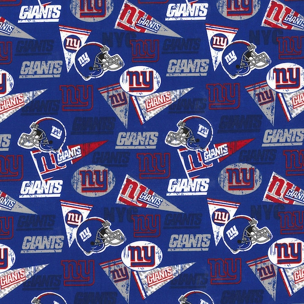 NFL NY GIANTS Vintage Retro Print Football 100% cotton fabric licensed material Crafts, Quilts, Home Decor