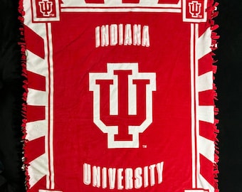 New Large NCAA INDIANA HOOSIERS Pendant Colligate Tied Fleece 2 sided Blanket 42" x 54"