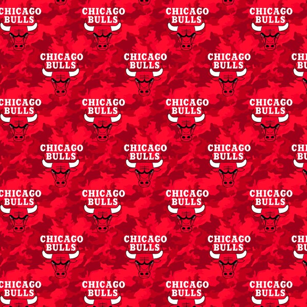 New NBA CHICAGO BULLS Camo Print 100% cotton fabric, you choose size, sports fan, decorative, gift, man cave, official fabric