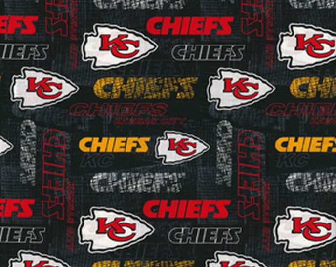 NFL KANSAS CITY Chiefs Logos Print 1 Football 100% Cotton Fabric ...